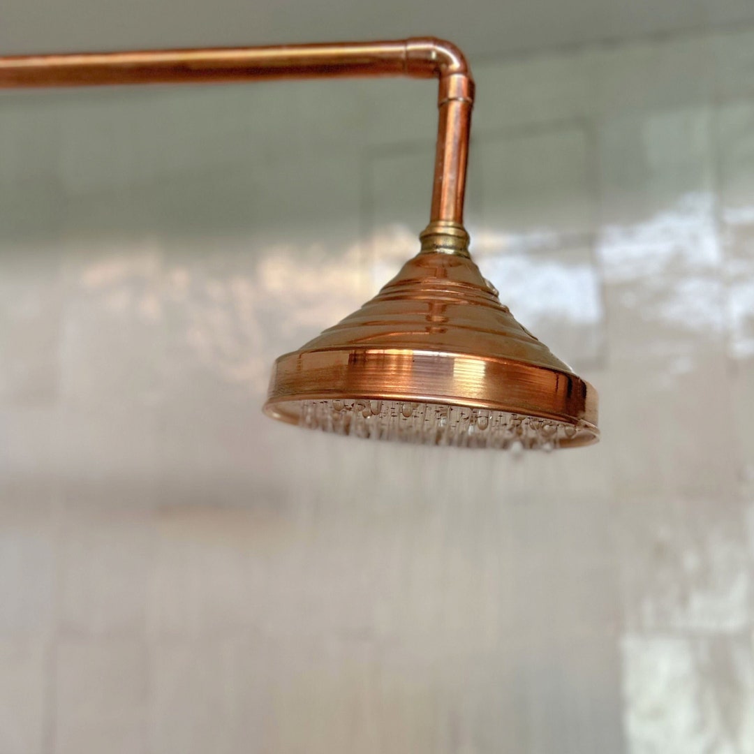 Unlacquered Copper Shower Head, Ceiling Shower Head, Vintage Copper