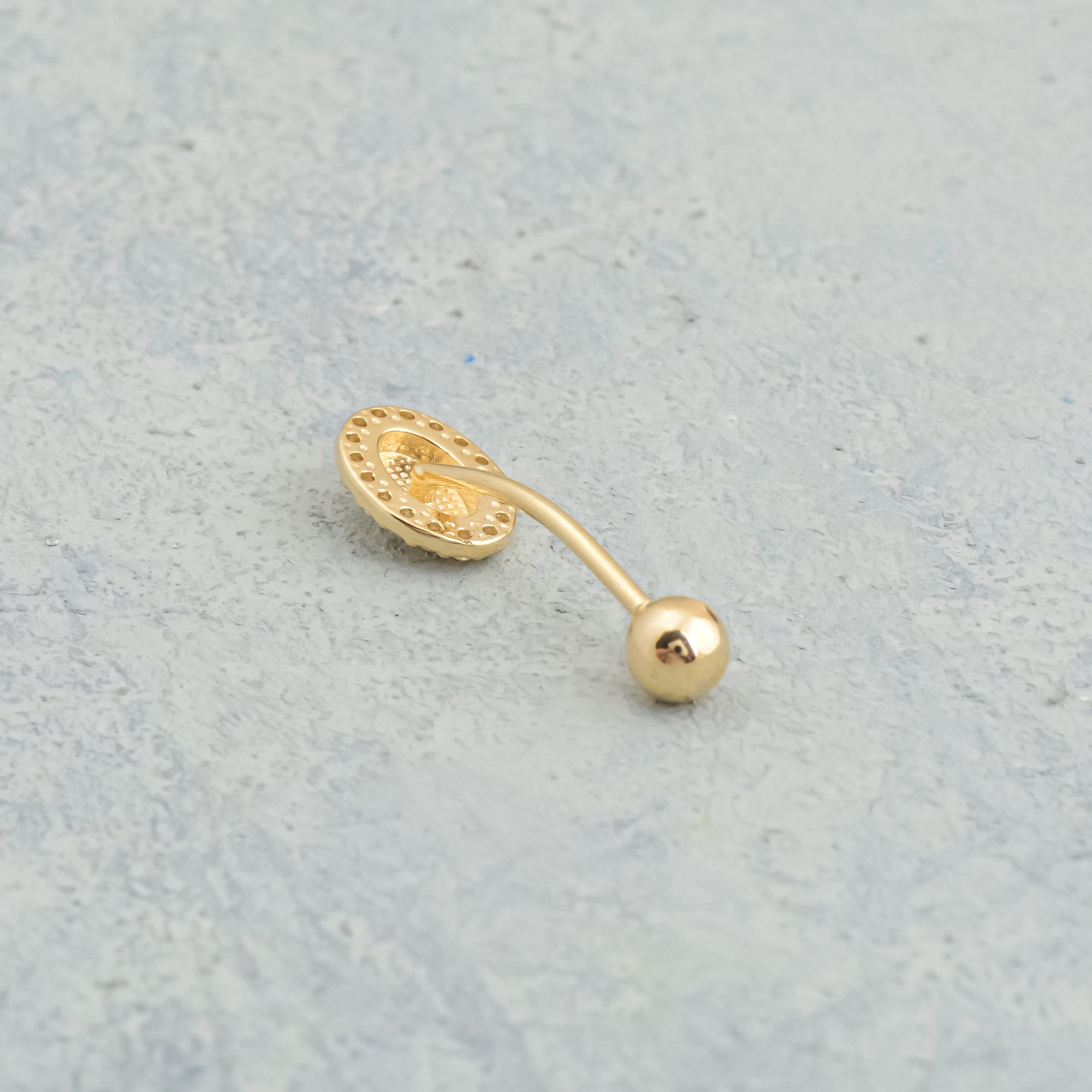 14K Solid Gold Belly Button Ring Diamond Navel Piercing Etsy