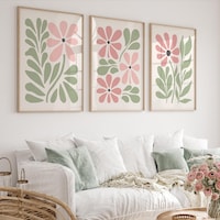 Pink and Green Gallery Wall Art Set: Retro Girly Prints (digital ...