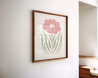 Pastel Pink & Sage Green Floral Wall Decor, Blush Flower Nursery Printable Art (Digital Download)