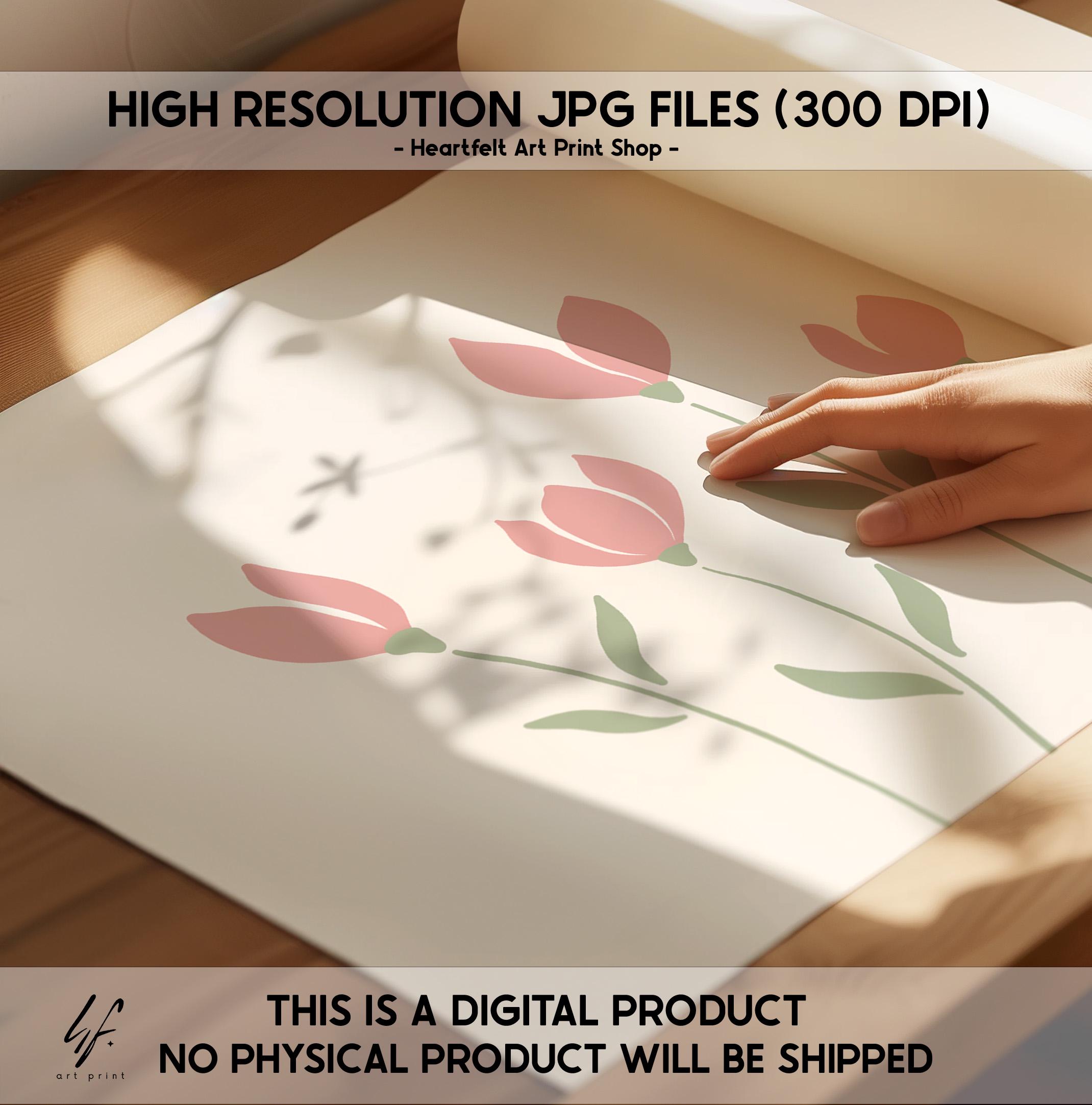 Pastel Floral Wall Art Set: Pink & Sage Green Botanical Prints (digital ...