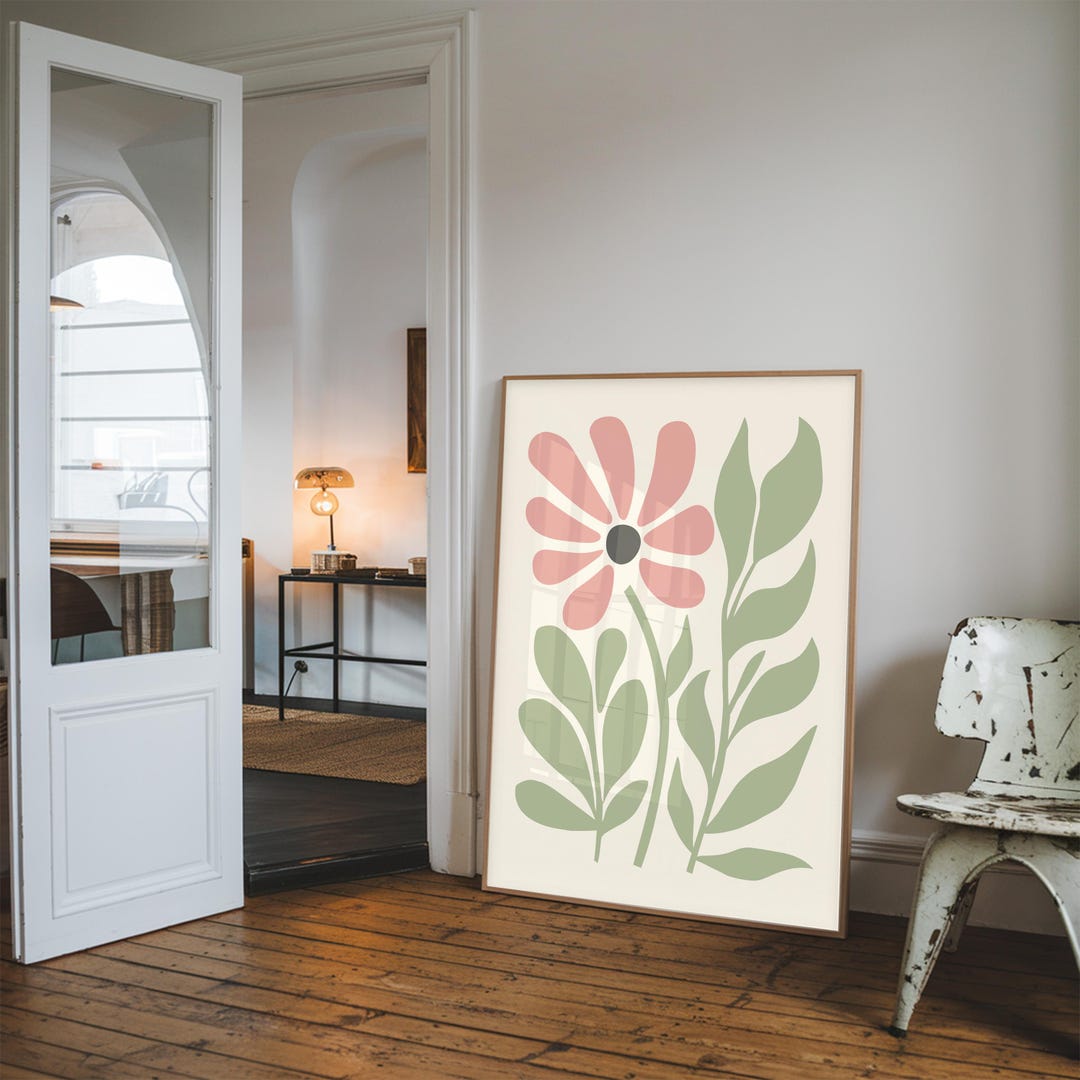 Blush Pink Floral Wall Art, Sage Green Botanical Nursery Printable ...