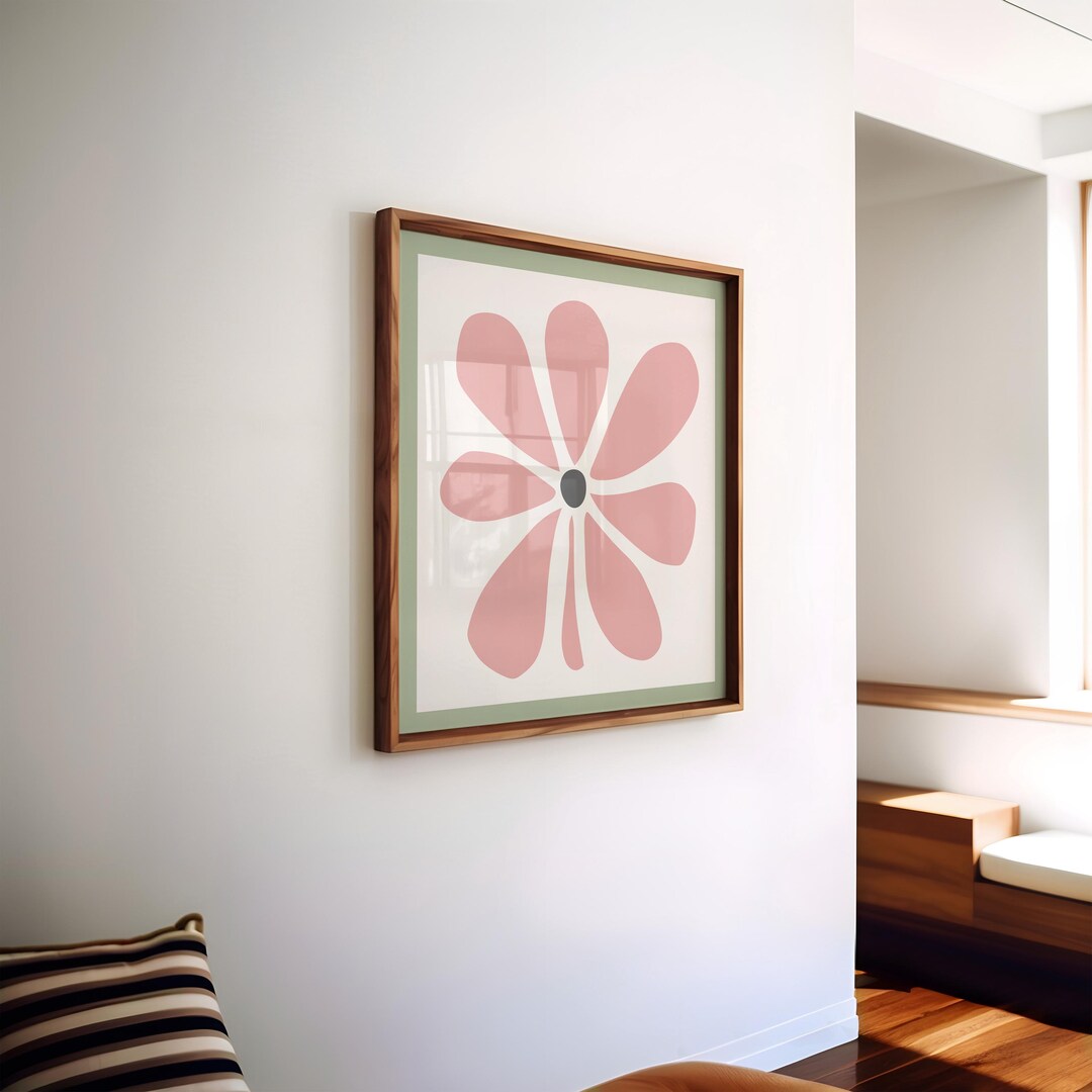 Pink Daisy Print Blush Pink Daisy Flower Print, Pastel Minimal Floral Nursery Wall Art ...