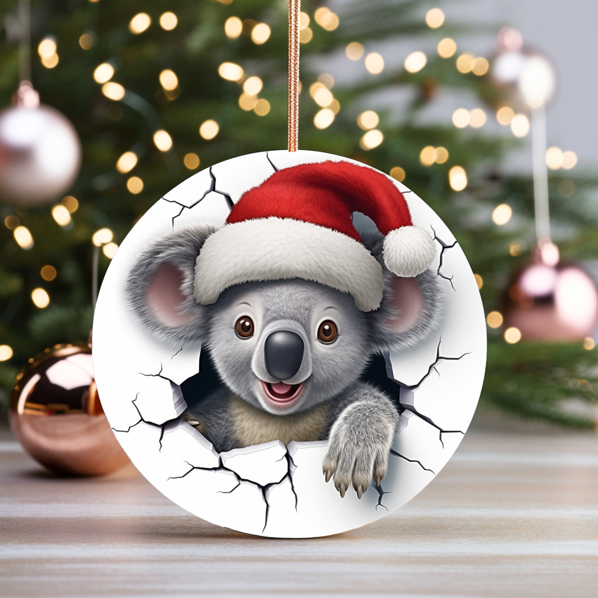  Adornos de Navidad lindos koala en la bañera, divertidos  animales, decoración de baño, cerámica gris, hogar, oficina, Navidad,  colgante, decoración, manualidades, regalos para decoración de árbol de  Navidad, 1 unidad, 3