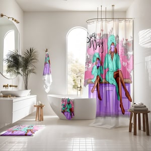 Customizable Unique Spa Day Shower Curtain, Mother And Daughter - Elegance Meets Personalization! Customizable Design, Stylish Curtain
