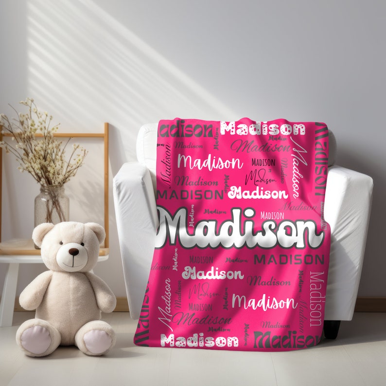 Personalized Custom Name Blanket, Baby Girl Blanket, Name Blanket, Girl