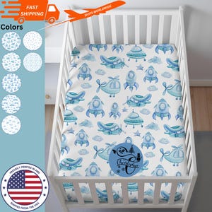 Personalized Crib Sheet, Soft, Stretchy And Snug Jersey Knit Cot Sheets Suitable For Both Standard And Mini-Sized Crib Mattresses.