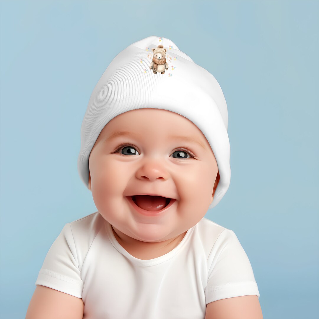 Pink Baby Winter Beanie & Neck Warmer Set with Bear Patch