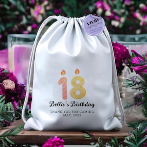 Personalized Birthday Favor Bag, Drawstring Goodie Bag, Party Favor reusable Bag, Birthday candy bag, Custom Treat Bags for Kids Birthday