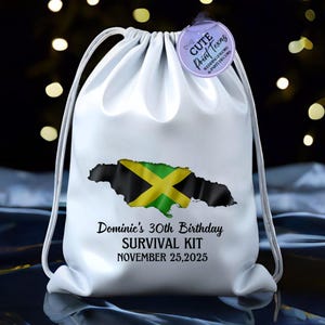 Custom Jamaica Destination Hangover Kit, Jamaican Map Flag, Wedding Party Favor, Island Birthday Celebration Kit, Jamaica Party Welcome Bag
