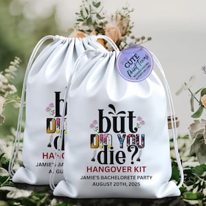 But Did You Die Recovery Kits, Custom Hangover Kit Bags, Bachelorette Party Favor Bags, Hangover Bachelorette, But Did You Die Baggies