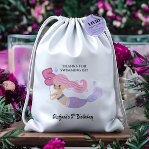 Customized Mermaid Birthday Favor Bag, Under the Sea Party Bag, Mermaid Birthday Favor Bag, Mermaid Party Supplies, Ocean Theme Birthday Bag