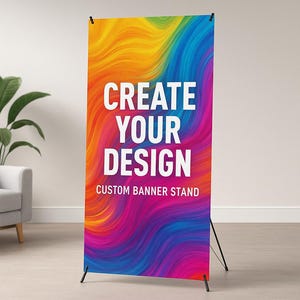 Custom X-Stand Banner – Vinyl Banner with Stand – Free Design Proof – Event Sign – Business Display – Lightweight Indoor Banner Kit