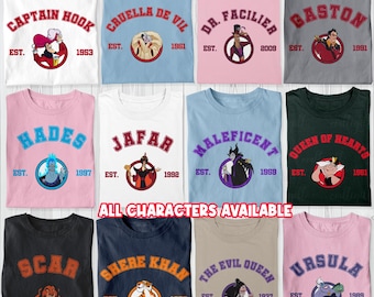 Disney True Villains Group Shirt, Cruella Ursula Maleficent Evil Queen, Hades Jafar Scar Shere Khan, Disney Vacation Family Matching Shirt