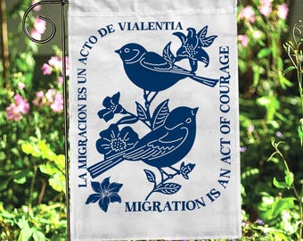 Migration Is An Act Of Courage Flag, Support Immigration Rights Garden Flag, Fight Oligarchy Outdoor Flag, Pro Women Pro Choice Flag, VTB192