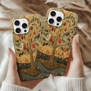 Artistic Biology Autumn Phone Case, Fall Harvest Leaves Phone Cover, Botanical Vintage Flowers Case, Natural Forest Phone Accessory, MYI230