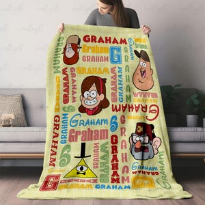 Custom Gravity Falls Name Blanket, Personalized Bill Cipher Baby Blanket, Trust No One Kids Blanket, Dipper Pines Mabel Pines Throw,TNA041-3