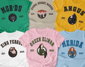 Brave Pixar Movie Family Matching, Merida Princess Girl Shirt, Queen Elinor King Fergus Harris Hubert Hamish, Disneyland Vacation Trip Shirt