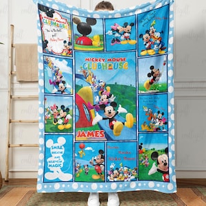 Custom Mickey Mouse Clubhouse Blanket, Mickey Mouse Birthday Gift Blanket, Disney Mickey And Friends Blanket, Magic Kingdom Blanket, NVA012