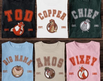 Vintage Fox And Hound Squad Shirt, Retro The Fox & The Hound Est 1981 Shirt, Tod Copper Chief Big Mama Vixey, Animal Kingdom Trip Matching