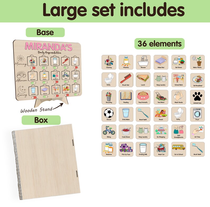 Personalized Wooden Routine Chart, Daily Checklist Board, Kids Daily ...