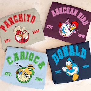 Retro Three Caballeros 90s Group Shirt, Donald Duck Panchito Carioca Aracuan, Disney Three Caballeros Shirt, WDW Disneyland Family Matching