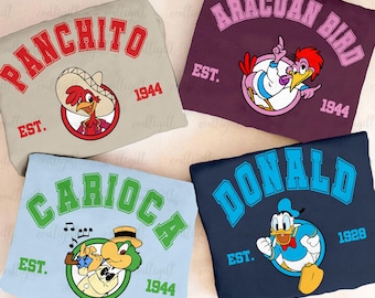Retro Three Caballeros 90s Group Shirt, Donald Duck Panchito Carioca Aracuan, Disney Three Caballeros Shirt, WDW Disneyland Family Matching