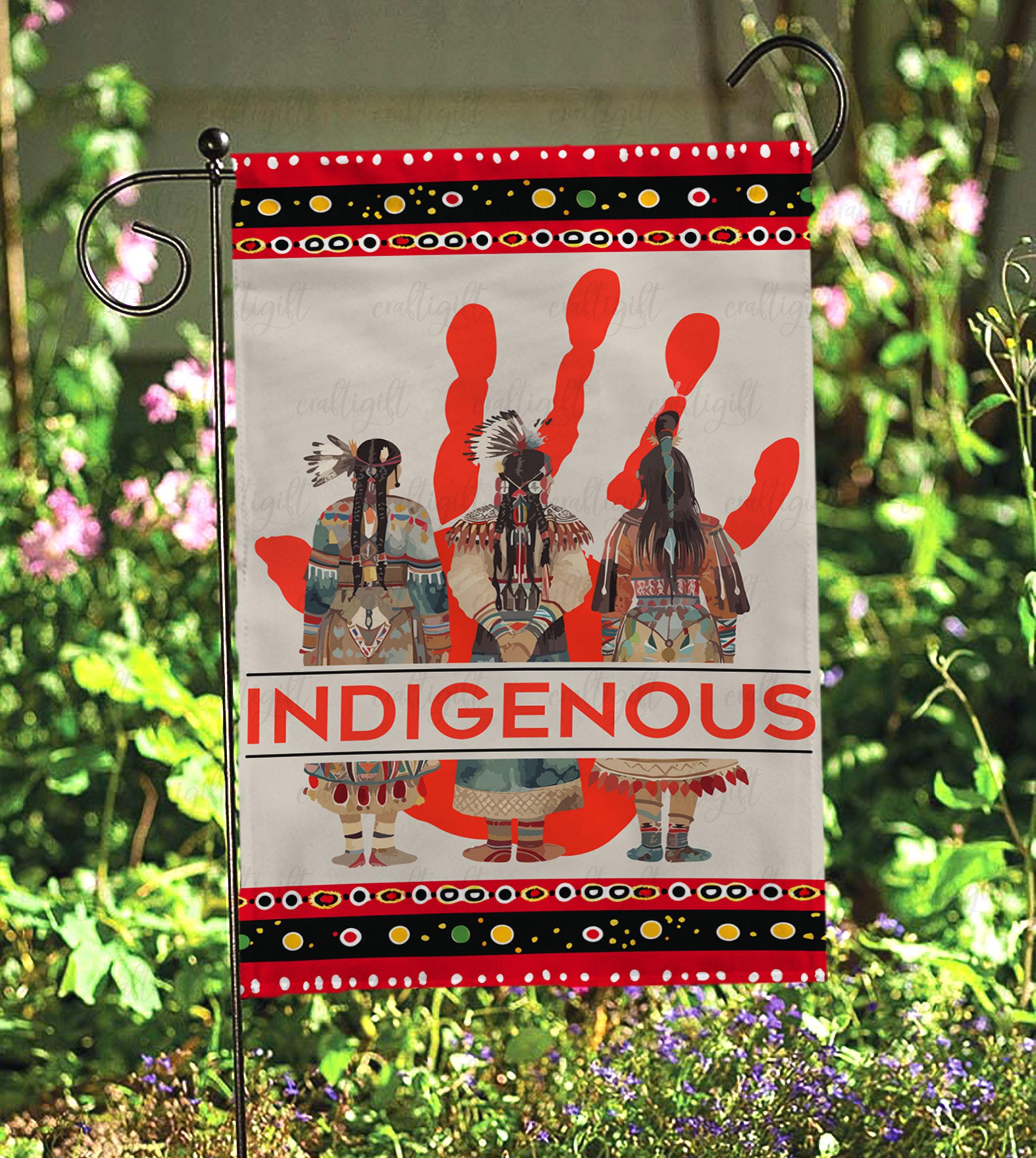 No More Stolen Sisters Relatives Flag, Red Hand Indigenous Flag, Proud Red Native Matters Gift Flag, Anti-Columbus Garden Yard Flag, MYH615