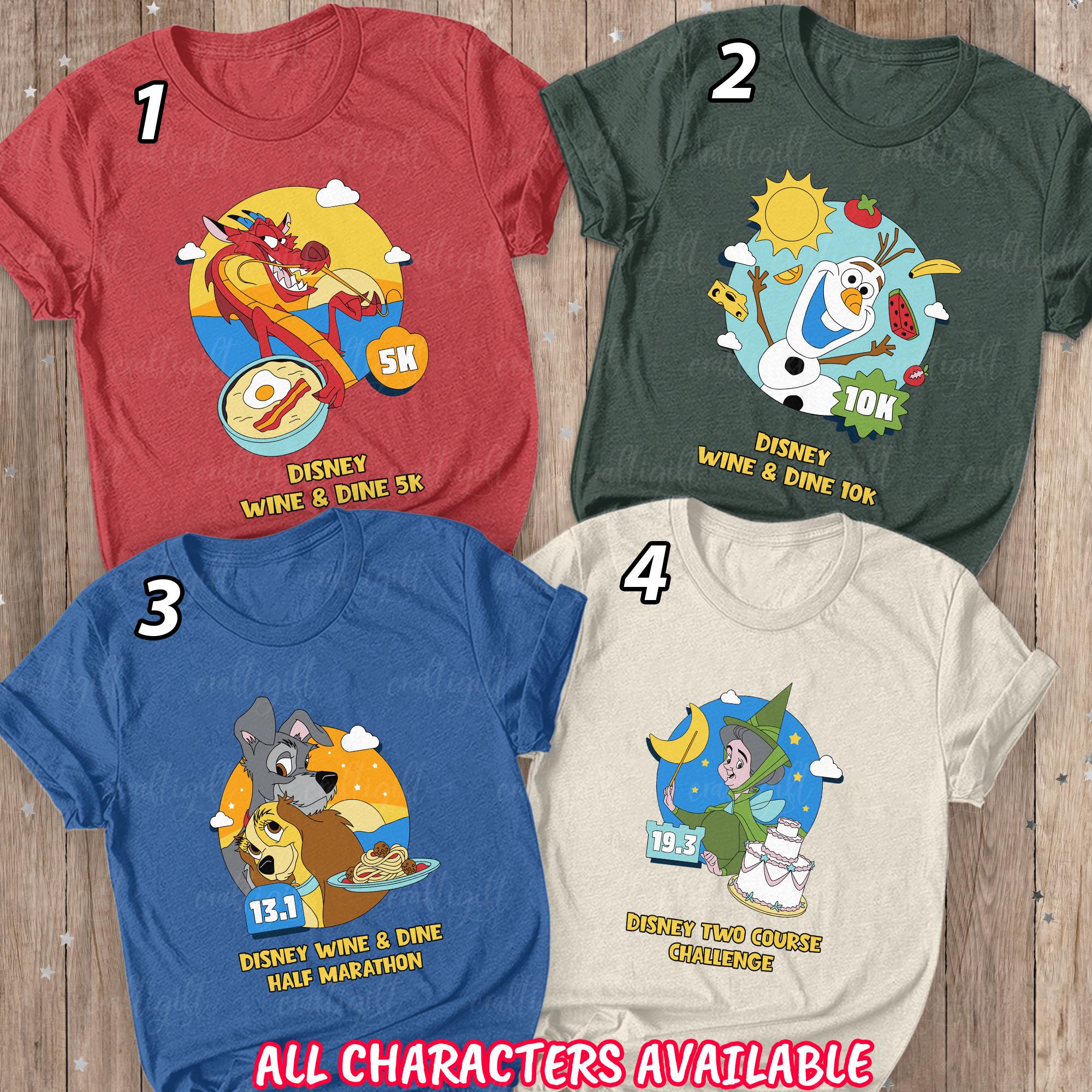 RunDisney Dine & Wine 2025 Shirt, Mushu Olaf Lady Tramp Merryweather, Disney Marathon Challenge Shirt, Disneyland Runner Matching, BYA662