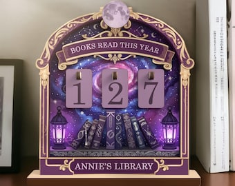 Celestial Book Reading Tracker Sign, Personalized Witchy Reading Tracker, Witch Books Read This Year Display, Books Read This Year, MYL154