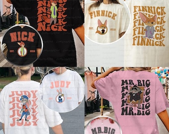 Zootopia All Characters 2 Sided Shirt, Judy Hopps Nick Wilde Gary Finnick Bellwether, Pixar Zootopia Birthday Shirt,Magic Kingdom Trip Shirt