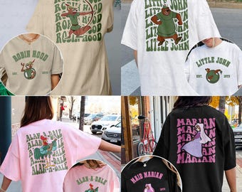 Disney Robin Hood Characters 2 Sided Shirt, Robin Hood Sir Hiss Marian Little John, Wdw Disneyland Family Trip Shirt, Magic Kingdom Outfits