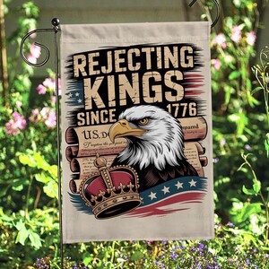 Vintage Rejecting Kings Since 1776 Flag, Protest Trump Political Flag, Pro Immigration Rights Flag, Human Rights Liberal House Flag, FGB832