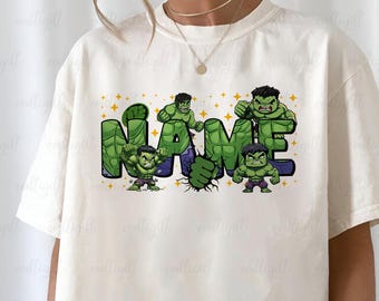Custom Avengers Green Hulk Chibi Shirt, Cute Hulk Marvel Team Shirt, MCU Comic Superhero Shirt, Disneyland Family Birthday Outfit, NVA755