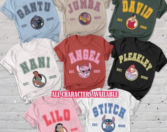 Disney Lilo & Stitch Characters Shirt, Lilo Stitch Gantu Nani Jumba, Retro Disneyland Stitch Group Shirt, Epcot Family Adventure Matching