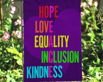 Hope Love Equality Garden Flag, Stop Racism Rainbow Flag, Trans Anti Racism Garden Flag, We The People Means Everyone Lgbt Flag, MYH777