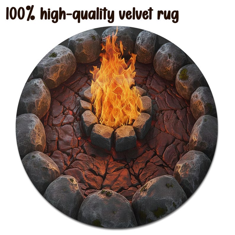 3D Printed Campfire Illusion Rug, Realistic Round Fire Pit Carpet ...