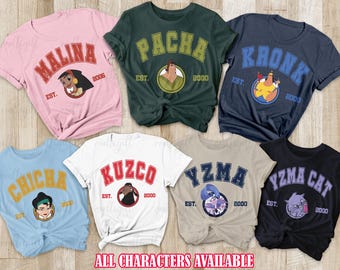 Disney Emperor's New Groove Group Shirt, Kuzco Kronk Yzma Pacha Malina Chicha, Emperors New Groove Shirt, Disneyland Family Trip Matching