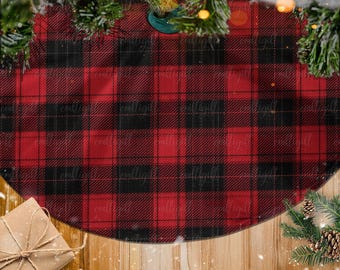 Gonna Per Albero Di Natale Con Bordo Scozzese Rosso E Nero Buffalo Per Decorazioni Per Feste Di Natale 92726870