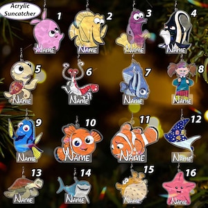 Custom Finding Nemo Ornament Christmas, Finding Nemo And Dory Ornament, Marlin Gill Crush Darla Bruce, Disney Family Xmas Home Decor, VTB477