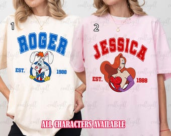 Who Framed Roger Rabbit Squad Shirt, Retro Disney Roger Rabbit Est 1988 Shirt, Roger Jessica Rabbit Shirt, Disneyland Couple Family Matching