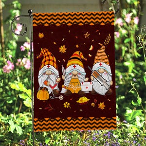 Vintage Gnome Happy Fall Flag, Autumn Leaves Season Gift Flag, Thanksgiving Christian Garden Flag, Religious Harvest Autumn Yard Flag,MYI053