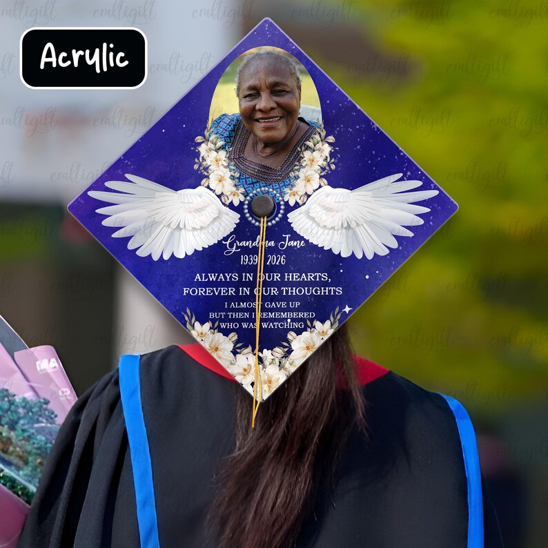 Custom Memorial Graduation Cap Topper, Sympathy Loved One Loss Grad Cap ...