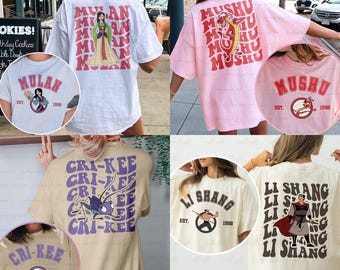 Disney Mulan Characters 2 Sided Shirt, Mulan Li Shang Mushu Crikee, Princess Warrior Birthday Trip Shirt, Epcot Mulan Family Matching Outfit
