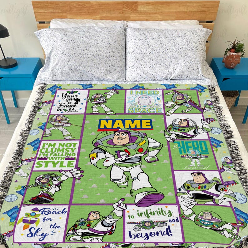 Customized Buzz Lightyear Name Blanket, Custom Space Ranger Kids Throw, Disney Toy Story Baby Blanket, Buzz Lightyear Fleece Blanket, NVA847 Bild 8