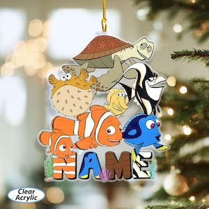 Customized Finding Nemo Ornament, Disney Fish Nemo Christmas Ornament, Marlin Gill Dory Bubbles, WDW Ocean Vibes Xmas Tree Decor, DTA052