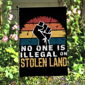 Sta voor andere mensen tuinvlag, niemand is illegaal Mexicaanse protestvlag, vlag Pro Immigrants Equality, vlag gelijke mensenrechten, FGB906