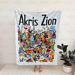 Customized Name Disney Blanket, Personalized Disney Kids Gift, Movie Watching Blanket, Disney Baby Adult Gift, Christmas Gift, Birthday Gift