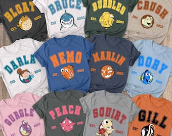 Finding Nemo Est 2003 Family Shirt, Disney Nemo Fish Movie Shirt, Nemo Marlin Dory Gurgle, Bubbles Crush Bruce, Finding Nemo Vacation Shirt