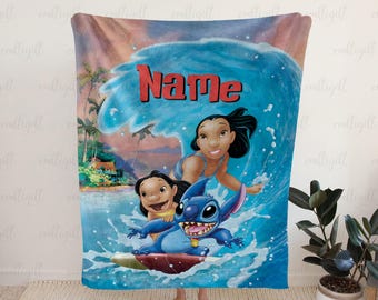 Disneyland Lilo And Stitch Blanket Costume, Surfing Stitch Blanket For Kids, Birthday Girl Home Decor, Cute Ocean Theme Nursery Gift, NVA782
